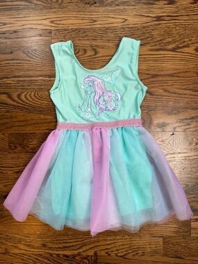 Disney Princess The Little Mermaid Ariel Tulle Tutu Tank Dress Mint and Pink 4T